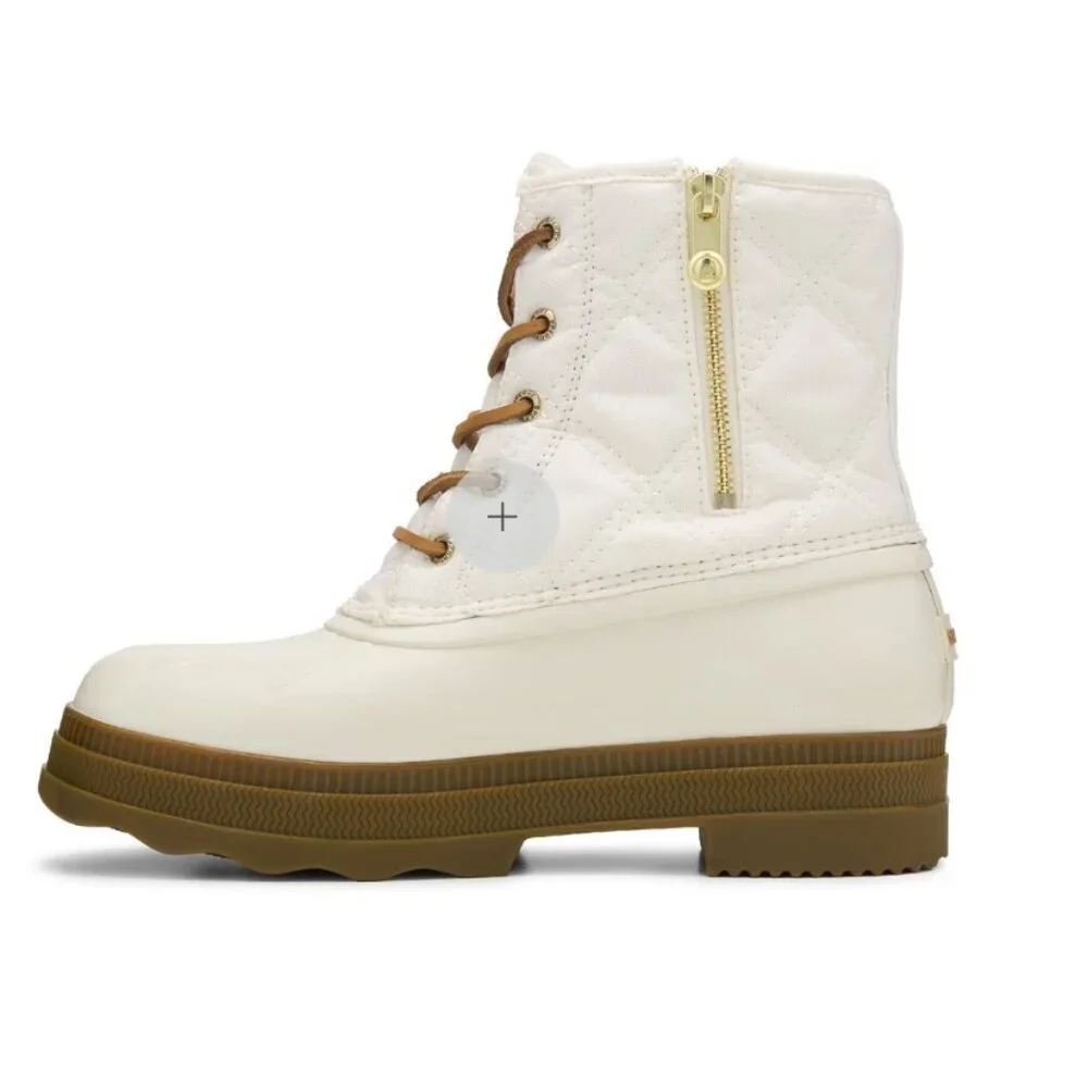 Sperry Saltwater 2.0 Waterproof Duck Boot Womens 12 White Brown Warm Worker Shoe
